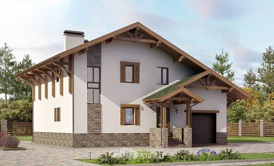 190-007-П Проект двухэтажного дома с мансардным этажом и гаражом, красивый домик из кирпича Якутск | Проекты домов от House Expert