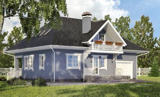 200-001-П Проект двухэтажного дома с мансардным этажом и гаражом, красивый коттедж из бризолита Ленск | Проекты домов от House Expert