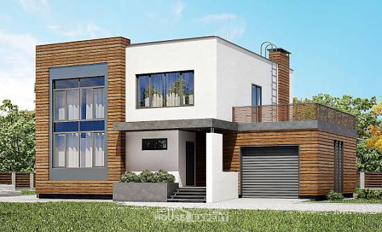 220-003-П Проект двухэтажного дома, гараж, классический домик из блока Мирный | Проекты домов от House Expert