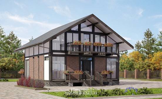 170-007-П Проект двухэтажного дома с мансардой, уютный загородный дом из дерева Алдан | Проекты домов от House Expert