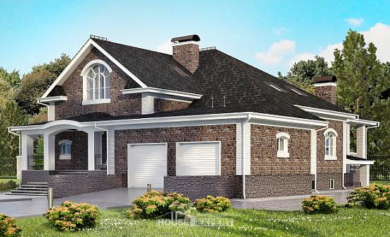 490-001-П Проект трехэтажного дома мансардой и гаражом, огромный загородный дом из кирпича Алдан | Проекты домов от House Expert