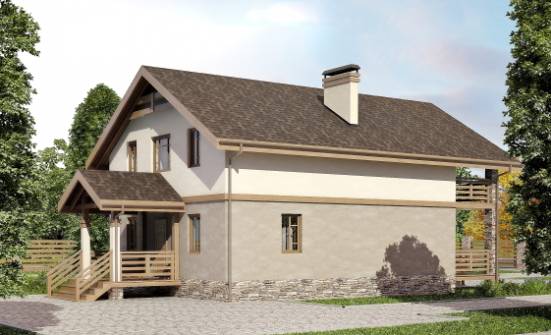 160-010-Л Проект двухэтажного дома с мансардой, бюджетный домик из арболита Мирный | Проекты домов от House Expert