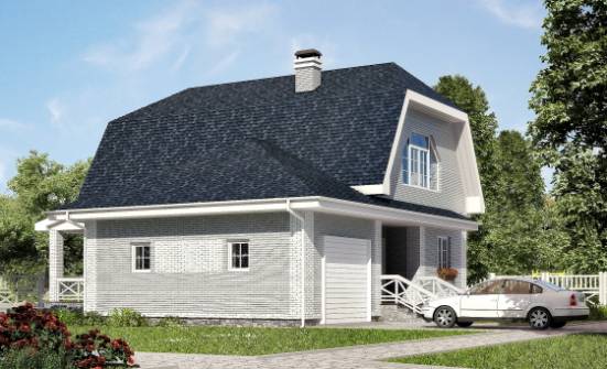 160-006-Л Проект двухэтажного дома мансардный этаж и гаражом, простой коттедж из бризолита Якутск | Проекты домов от House Expert