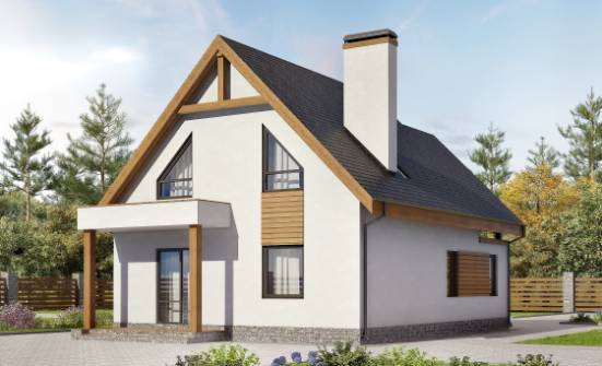 120-005-П Проект двухэтажного дома мансардой и гаражом, доступный коттедж из поризованных блоков Алдан | Проекты домов от House Expert