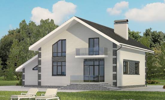180-001-П Проект двухэтажного дома мансардный этаж и гаражом, компактный домик из арболита Нерюнгри | Проекты домов от House Expert
