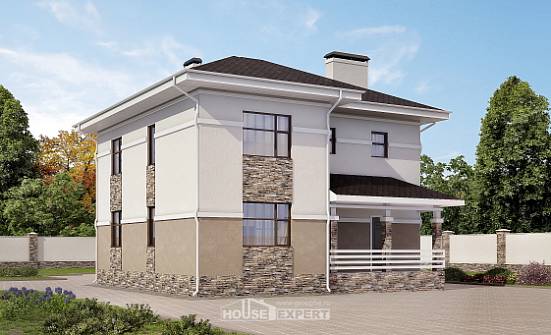 150-014-П Проект двухэтажного дома, небольшой коттедж из блока Мирный | Проекты домов от House Expert