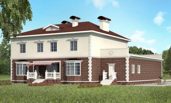 380-001-Л Проект двухэтажного дома и гаражом, огромный загородный дом из кирпича Якутск | Проекты домов от House Expert