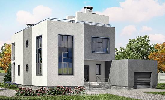 255-001-П Проект двухэтажного дома и гаражом, просторный коттедж из теплоблока Нерюнгри | Проекты домов от House Expert