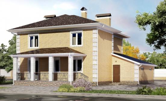 220-006-Л Проект двухэтажного дома и гаражом, красивый домик из газосиликатных блоков Мирный | Проекты домов от House Expert
