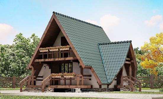 070-003-П Проект двухэтажного дома мансардой, уютный домик из бревен Якутск | Проекты домов от House Expert