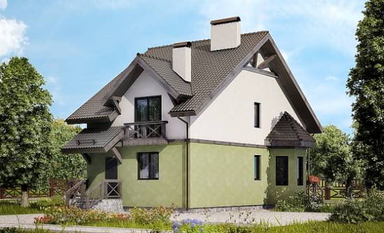 120-003-П Проект двухэтажного дома мансардный этаж, небольшой коттедж из бризолита Якутск | Проекты домов от House Expert