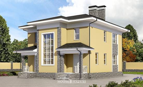 155-011-Л Проект двухэтажного дома, уютный коттедж из пеноблока Алдан | Проекты домов от House Expert