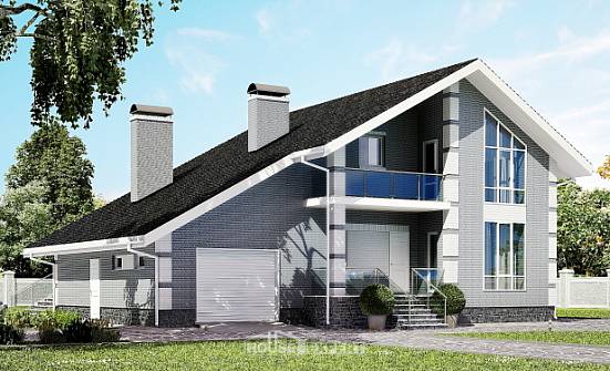 190-006-Л Проект двухэтажного дома мансардой и гаражом, простой домик из керамзитобетонных блоков Нерюнгри | Проекты домов от House Expert