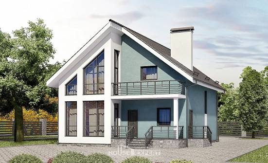 170-006-П Проект двухэтажного дома мансардный этаж, простой дом из газобетона Ленск | Проекты домов от House Expert
