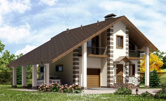 150-003-Л Проект двухэтажного дома мансардой и гаражом, экономичный домик из дерева Алдан | Проекты домов от House Expert
