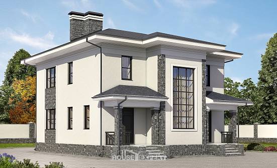 155-011-П Проект двухэтажного дома, бюджетный загородный дом из теплоблока Ленск | Проекты домов от House Expert