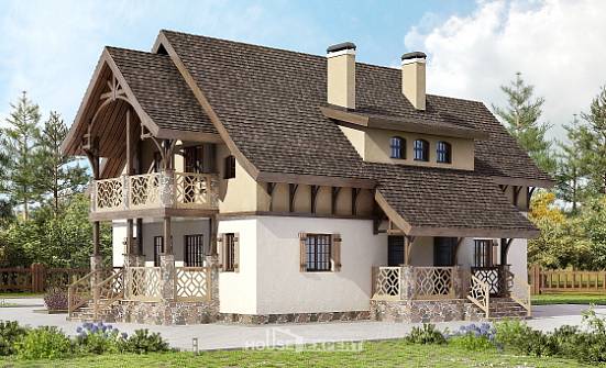180-014-Л Проект двухэтажного дома с мансардным этажом, красивый дом из арболита Нерюнгри | Проекты домов от House Expert