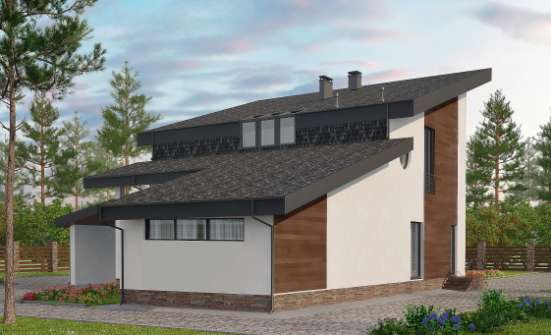 230-001-П Проект двухэтажного дома с мансардным этажом, современный загородный дом из кирпича Нерюнгри | Проекты домов от House Expert