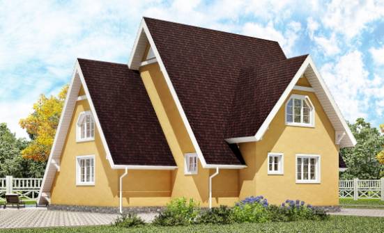 155-008-П Проект двухэтажного дома с мансардой, простой дом из бревен Нерюнгри | Проекты домов от House Expert