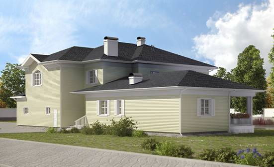 410-002-Л Проект двухэтажного дома и гаражом, классический коттедж из блока Нерюнгри | Проекты домов от House Expert