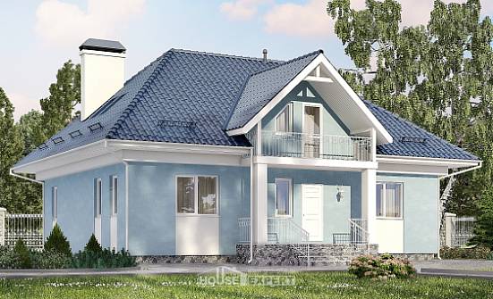 200-002-П Проект двухэтажного дома мансардой, современный домик из керамзитобетонных блоков Алдан | Проекты домов от House Expert