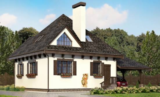 110-002-Л Проект двухэтажного дома с мансардой, гараж, недорогой коттедж из бризолита Ленск | Проекты домов от House Expert