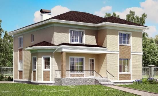 335-001-Л Проект двухэтажного дома, гараж, современный коттедж из кирпича Якутск | Проекты домов от House Expert