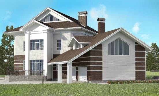 410-001-П Проект двухэтажного дома и гаражом, просторный загородный дом из кирпича Алдан | Проекты домов от House Expert