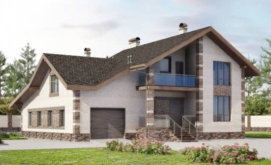 245-005-П Проект двухэтажного дома с мансардой и гаражом, просторный коттедж из пеноблока Нерюнгри | Проекты домов от House Expert