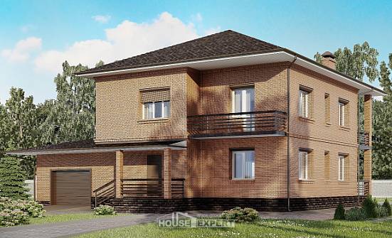 245-003-Л Проект двухэтажного дома, гараж, простой дом из кирпича Ленск | Проекты домов от House Expert