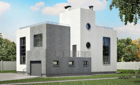 255-001-П Проект двухэтажного дома и гаражом, просторный коттедж из теплоблока Нерюнгри | Проекты домов от House Expert