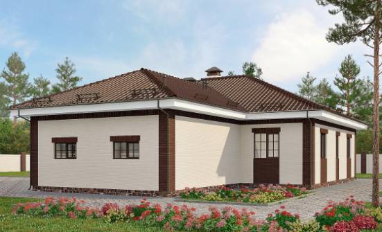 160-015-П Проект одноэтажного дома, гараж, скромный домик из блока Ленск | Проекты одноэтажных домов от House Expert