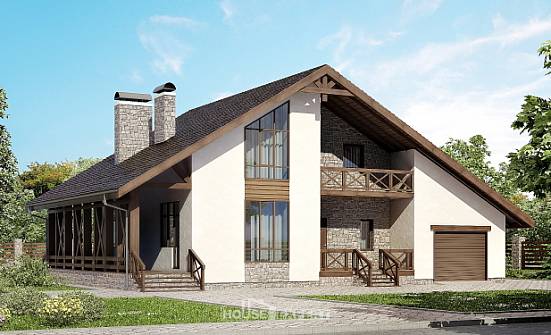 265-001-П Проект двухэтажного дома с мансардой, гараж, огромный дом из арболита Алдан | Проекты домов от House Expert