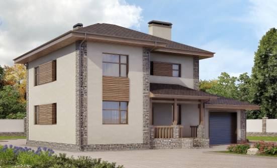 185-004-П Проект двухэтажного дома и гаражом, просторный коттедж из керамзитобетонных блоков Нерюнгри | Проекты домов от House Expert