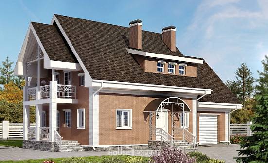 185-003-П Проект двухэтажного дома мансардой и гаражом, современный дом из арболита Ленск | Проекты домов от House Expert