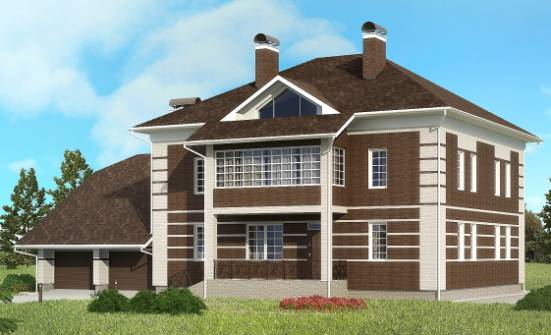 505-002-Л Проект трехэтажного дома и гаражом, огромный домик из кирпича Ленск | Проекты домов от House Expert