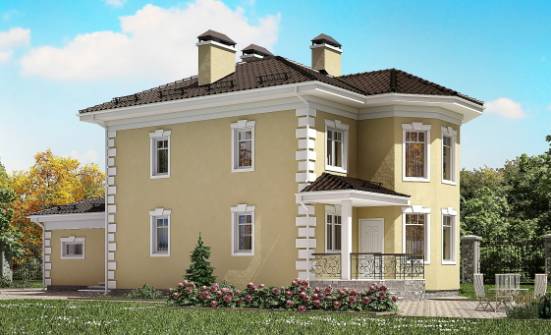 150-006-Л Проект двухэтажного дома и гаражом, красивый загородный дом из бризолита Якутск | Проекты домов от House Expert