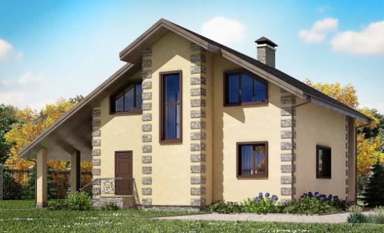 150-003-П Проект двухэтажного дома мансардой, гараж, простой коттедж из твинблока Якутск | Проекты домов от House Expert