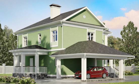 170-001-Л Проект двухэтажного дома и гаражом, простой дом из газобетона Мирный | Проекты домов от House Expert