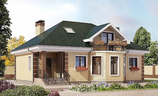 150-013-Л Проект двухэтажного дома с мансардным этажом, уютный коттедж из кирпича Ленск | Проекты домов от House Expert