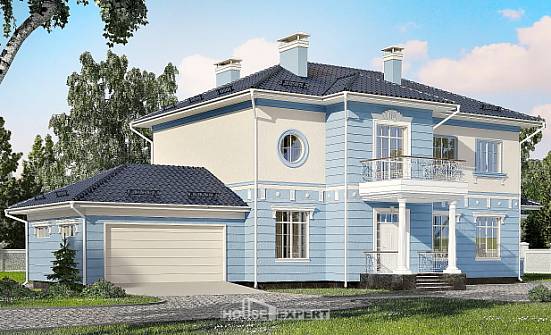 285-003-Л Проект двухэтажного дома и гаражом, современный коттедж из кирпича Якутск | Проекты домов от House Expert