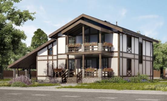 250-002-П Проект двухэтажного дома с мансардным этажом, гараж, классический загородный дом из кирпича Нерюнгри | Проекты домов от House Expert