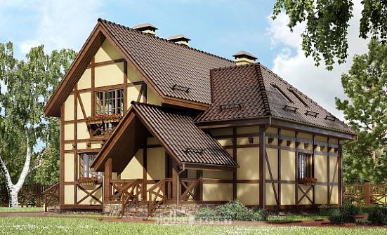 160-003-П Проект двухэтажного дома с мансардным этажом, небольшой коттедж из блока Ленск | Проекты домов от House Expert