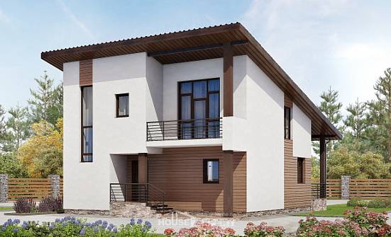 140-005-П Проект двухэтажного дома с мансардным этажом, экономичный коттедж из арболита Нерюнгри | Проекты домов от House Expert
