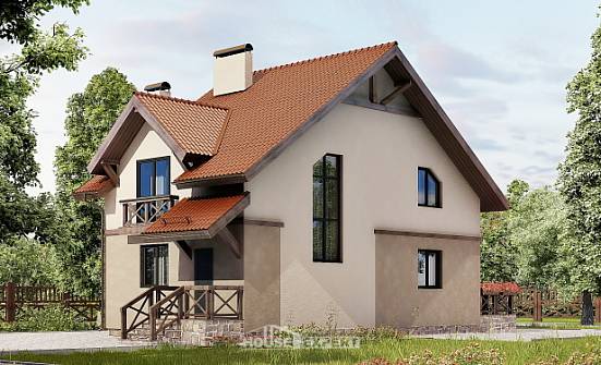 120-003-Л Проект двухэтажного дома мансардой, бюджетный домик из пеноблока Алдан | Проекты домов от House Expert