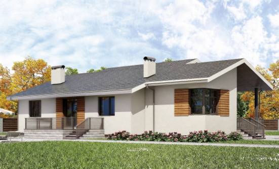 135-002-П Проект одноэтажного дома, гараж, экономичный дом из поризованных блоков Алдан | Проекты домов от House Expert