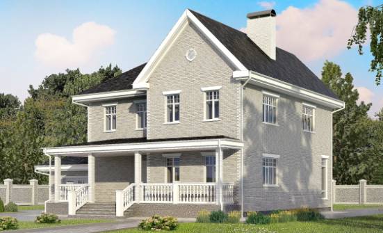 190-001-Л Проект двухэтажного дома и гаражом, уютный домик из кирпича Якутск | Проекты домов от House Expert
