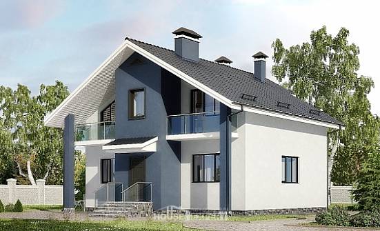150-005-П Проект двухэтажного дома мансардный этаж, простой домик из пеноблока Мирный | Проекты домов от House Expert