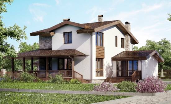 220-001-П Проект двухэтажного дома мансардой и гаражом, красивый дом из газобетона Якутск | Проекты домов от House Expert