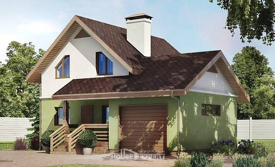 120-002-П Проект двухэтажного дома мансардный этаж и гаражом, классический дом из теплоблока Якутск | Проекты домов от House Expert
